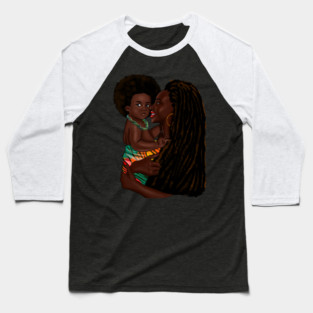 Loving Afro Mom and Baby, African Woman with Child Baseball T-Shirt
