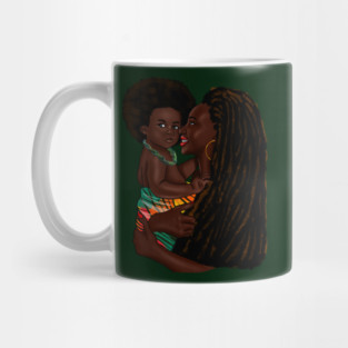 Loving Afro Mom and Baby, African Woman with Child Mug