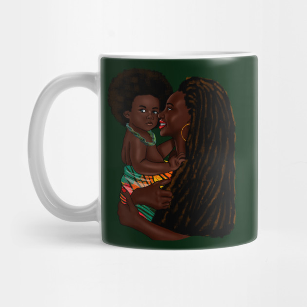Loving Afro Mom and Baby, African Woman with Child by logiamerch