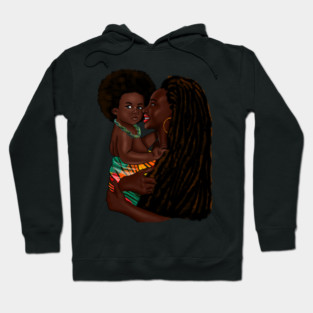 Loving Afro Mom and Baby, African Woman with Child Hoodie