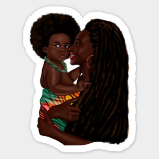 Loving Afro Mom and Baby, African Woman with Child Sticker