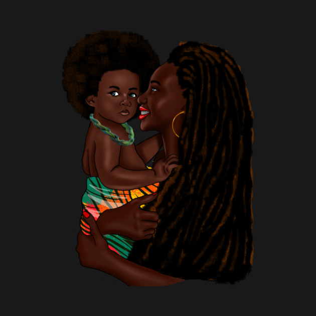 Loving Afro Mom and Baby, African Woman with Child by logiamerch