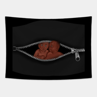 African Mom with Twins, Afro Babies, Mothers Day Tapestry