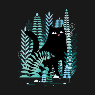 The Ferns (Black Cat on Green) T-Shirt