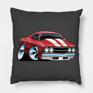 Classic American Muscle Car Cartoon Pillow