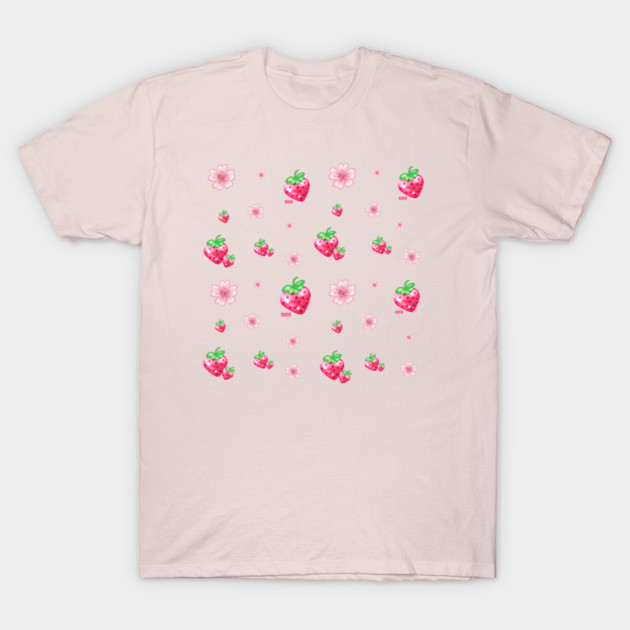✿ Kawaii Japanese Strawberry and Sakuras Pattern! Ichigo Sweet and cute flowers! ❤ いちご ✿❤ by TheRuizLab