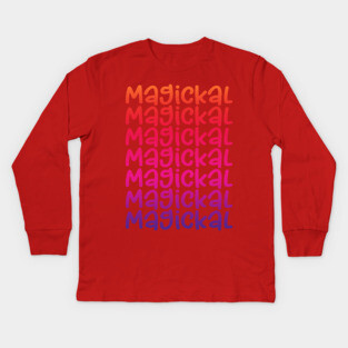 Magickal Rainbow Cheeky Witch Kids Long Sleeve T-Shirt