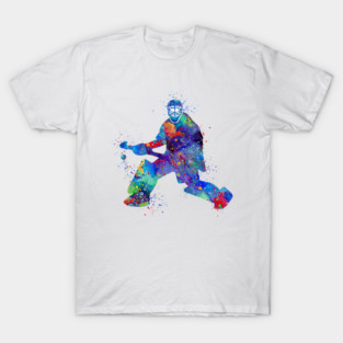 Boy Field Hockey Goalie Watercolor Silhouette T-Shirt