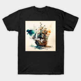 Pirate Ship watercolour T-Shirt