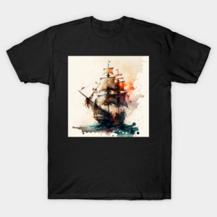 Pirate Ship watercolour T-Shirt