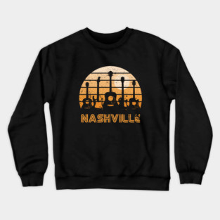 Retro Sunset Nashville Guitars Crewneck Sweatshirt