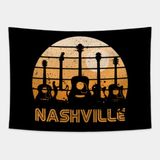 Retro Sunset Nashville Guitars Tapestry