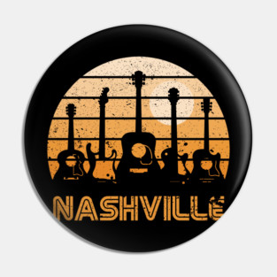 Retro Sunset Nashville Guitars Pin