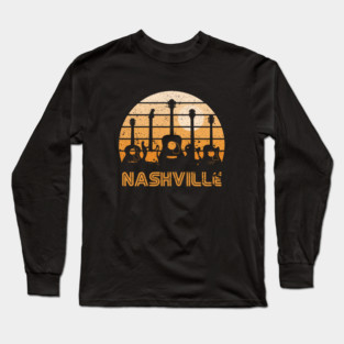 Retro Sunset Nashville Guitars Long Sleeve T-Shirt