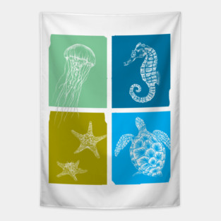 Sea life print Tapestry