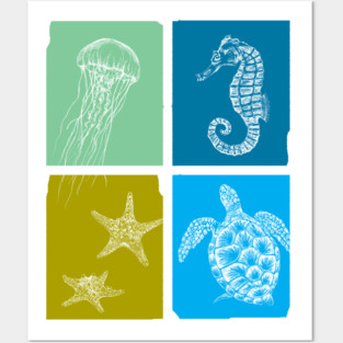 Sea life print Posters and Art