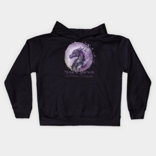 Fibromyalgia Awareness Mythical Strength To Overcome Fibromyalgia Dragon Kids Hoodie