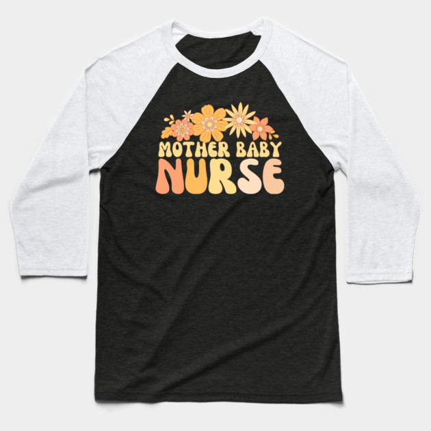 Retro Mother Baby Nurse Postpartum Baseball T-Shirt by The WYLD Tribe