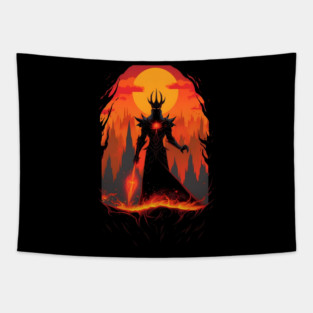 Lord of Darkness - Sunset at the Dark Land - Fantasy Tapestry