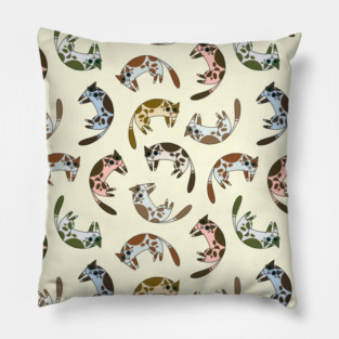 Colorful Heterochromia Tabby Cat Pattern Pillow
