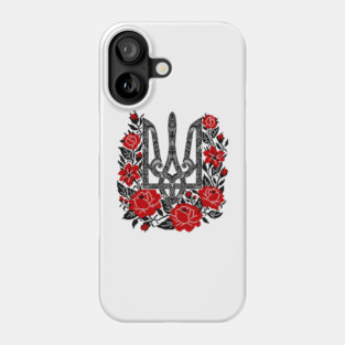 Ornate Ukrainian Trident with Floral Wreath Phone Case
