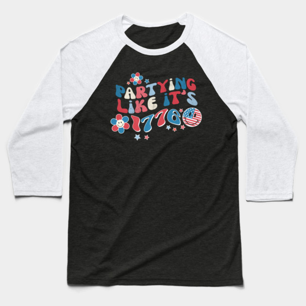 Partying like its 1776 Baseball T-Shirt by The WYLD Tribe