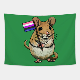 Mouse with Genderfluid Flag Tapestry