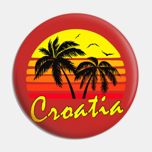 Croatia Retro Sunset Pin