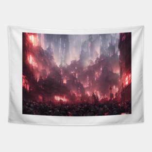 Orc horde storming a city Tapestry