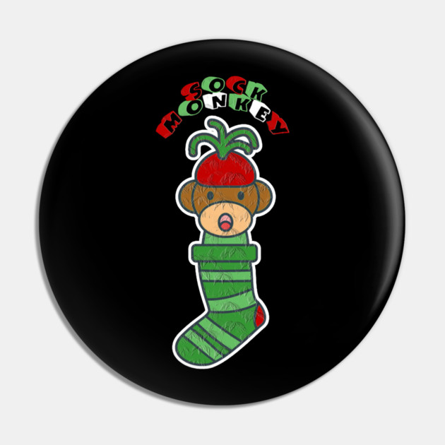 Sock monkey Pin by Db Printed