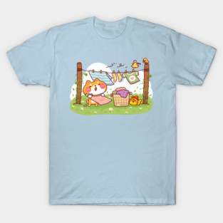 Shiba Inu Laundry Day on Windy Meadow T-Shirt