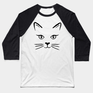 Cute Cat Face Baseball T-Shirt