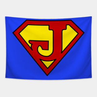 Superhero Symbol Letter J Tapestry