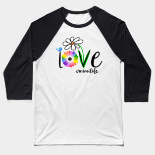 Woman Mom Love Mimi life #mimilife Heart Floral Gift Baseball T-Shirt