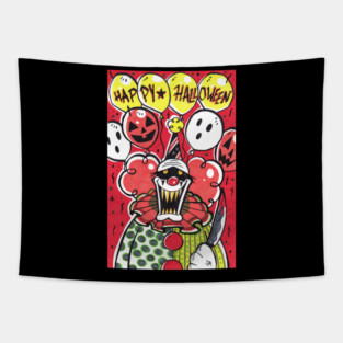 Creepy Halloween Killer Clown Tapestry