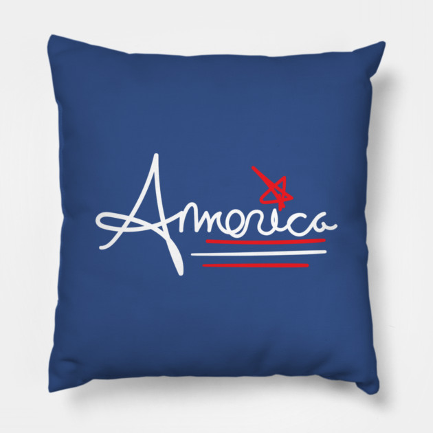 America Simple Hand Drawn Pillow by belownormal