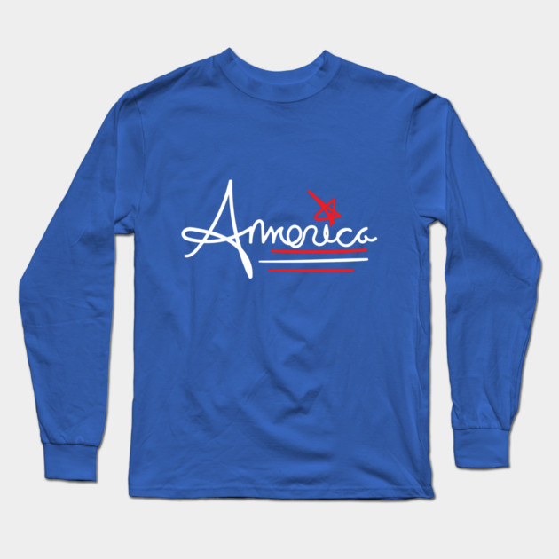 America Simple Hand Drawn Long Sleeve T-Shirt by belownormal