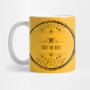 Clover flowers with save the bees black Mug