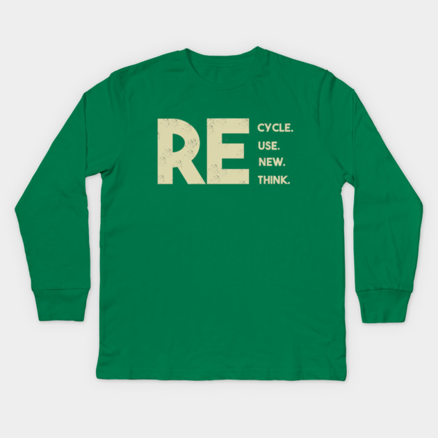 Recycle reuse renew rethink Kids Long Sleeve T-Shirt by Db Printed