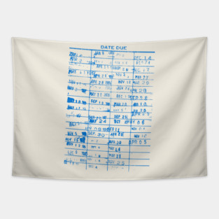 Vintage Library Book Cards Due Dates Tapestry