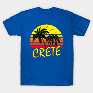 Crete Greece Retro Sunset T-Shirt