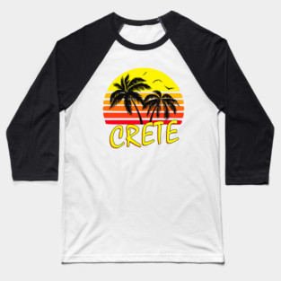 Crete Greece Retro Sunset Baseball T-Shirt