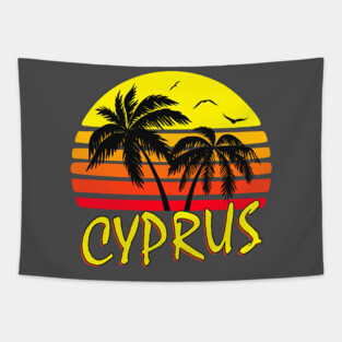 Cyprus Retro Sunset Tapestry