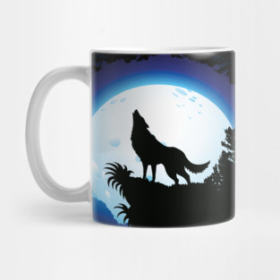 Wolf Howling at Blue Moon Mug