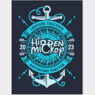 HMS Two-Anchor Nautical 2023 Edition T-Shirt (Aqua) Front & Back T-Shirt Posters and Art