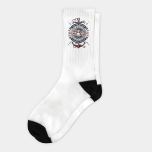 HMS Two-Anchor Nautical 2023 Edition T-Shirt (Navy & Maroon) Front & Back T-Shirt T-Shirt Socks