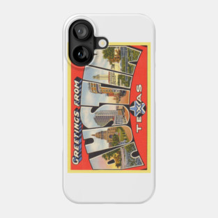 Greetings from Austin, Texas - Vintage Large Letter Postcard Phone Case