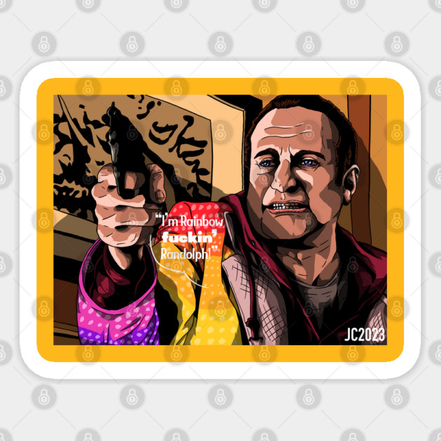 Death To Smoochy "My Kingdom" Rainbow Randolph portrait (digital) Sticker by StagArtStudios