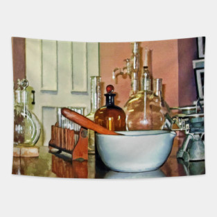 Mortar and Pestle in Perfume Shop Tapestry