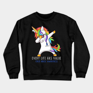 Every Life Has Value Child Abuse Awareness Crewneck Sweatshirt